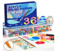 Pennarelli Acrilici con Punta a Pennello Set di 36 Colori Vivaci per Adulti e Bambini - Ideali per Legno, Ceramica, Vetro, Pietra, Tessuto, Metallo e Plastica Per Colorazione Terapeutica, Calligrafia