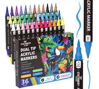Pennarelli Acrilici Doppia Punta (Fine e a Pennello) 36 Colori Pennarelli