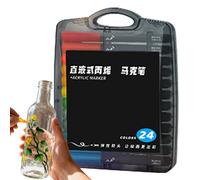 Pennarelli acrilici - Forniture artigianali ad asciugatura rapida in 24 colori, pennarelli a pennello acrilico su tela | Per bambini, adolescenti, adulti, tessuto, vetro, ceramica, legno, tela, roccia