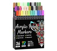 Pennarelli acrilici, pennarelli da colorare, 36 pezzi, colori vivaci a doppia punta, punta fine, facili da sfumare, impugnatura comoda, leggeri, penne da scrittura per diario degli studenti, 14 x 3 x