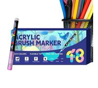 Pennarelli ad Acrilico con Punta a Pennello - Morbidi Multicolore Stratificabili Articoli Scolastici,Set Di Pennarelli Acrilici | per Adulti Feste Scuola Ufficio Decorazione Creativa Compleanno Natale