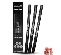 Pennarelli Alimentari Neri Professionali (Set da 3) - Doppia Punta, Penna Edibile per Scritte e Contorni su Dolci, Biscotti e Fondente