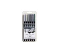 Lyra Aqua Brush Duo Pack 6 Labellatori a doppio punto - Impicchi 1-5 e 1 mm - Inchiostro a base d'acqua - Colori di tonos grigi