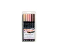 Lyra Aqua Brush Duo Pack 6 marcatori a doppia punta - Impicchi 1-5 e 1 mm - Inchiostro a base d'acqua - Colori toni della pelle