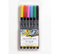 Pennarelli aqua duo brush primary set 6 pezzi- Lyra