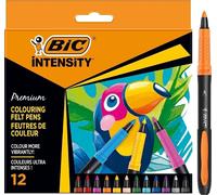BIC Intensity Premium, Pennarelli Colorati per Disegno e libri da colorare, 12 Unità, Cancelleria Scuola