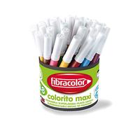FIBRACOLOR Pennarelli Colorito Maxi, barattolo 48 pezzi, punta grossa, 4 pezzi per ciascuno di 12 colori diversi, superlavabili