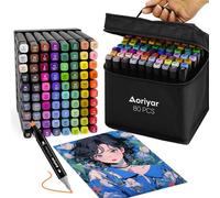 Pennarelli con alcol Dual Brush - 80 colori Pennarelli Graffiti Permanent Twin Markers Brush Tip Coloring Manga Paint Marker Pennarelli Pennarello Alcool Pennelli Pastelli per Adulti Bambini Office