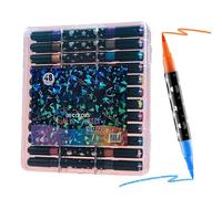 Pennarelli con Glitter,Evidenziatori a Doppia Punta per Colorare - Pennarelli a Punta Pennello con Effetto Glitter | per Bambini, Ragazzi, Adulti, Aula, Scuola, Ufficio, Quaderno, Compleanno, Principi