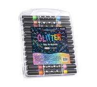 Pennarelli con vernice glitterata, per scarabocchi e disegni, design a punta bifacciale, inchiostro perlescente oro liquido + punta di scrittura in fibra, fusto in PP vergine, per biglietti di auguri