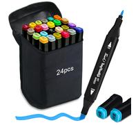 Pennarelli Doppia Punta 24 Colori Set Pennarelli ad Alcool Marker Pennarelli