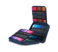 Colourbook - Pennarelli Duo Brush, Doppia Punta 2.5mm e 5mm, 120 Pennarelli Professionali per Disegno Artistico, Punta Fine e Morbida, Valigetta Organizzata (Blu Navy)