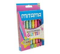 Mitama Scatole Gioco Kit Creativi - PENNARELLI JUMBO GLITTER - Presa comfort, Punta maxi - 8 pz - 4 Glitter Pastel + 4 Glitter Brilliant in Pet Box - Giochi Creativi - Giochi Formativi