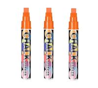 Pennarelli Gesso Liquido Cancellabili - Set 8 Colori Fluorescenti Punta 10 mm 3 in 1 - Pennarelli Lavagna Bianca e Nera, Vetro, Finestra, Specchio - Gessetti Colorati Lavabili, Atossici (Arancione)