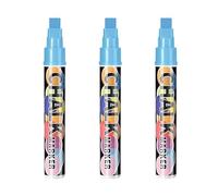 Pennarelli Gesso Liquido Cancellabili - Set 8 Colori Fluorescenti Punta 10 mm 3 in 1 - Pennarelli Lavagna Bianca e Nera, Vetro, Finestra, Specchio - Gessetti Colorati Lavabili, Atossici (Blu)