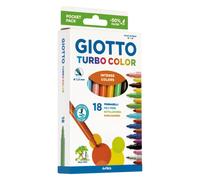 Pennarelli Giotto Turbo Color in fibra punta fine 2,8 mm - in conf. da 18 colori assortiti - F073400
