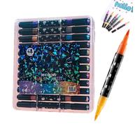 Pennarelli Glitter con Punta a Pennello,Evidenziatori e Materiale per Arti - Pennarelli Acrilici per Libri da Colorare - Adulti, bambini, adolescenti, principianti, aula, scuola, ufficio, quaderno, co