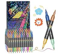 Pennarelli glitterati a doppia punta, pennarelli da disegno, per scuola, scuola, diari, scrapbooking, scarabocchi, schizzi e illustrazioni