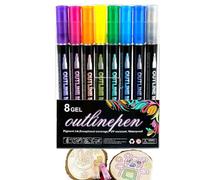 Pennarelli glitterati - Pennarelli per contorno - Penna scarabocchiare 8 colori | Pennarelli da disegno a 8 colori | Penna artigianale | Set di pennarelli per il disegno | Biglietto di auguri