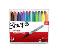 Pennarelli indelebili Sharpie, punta fine, colore nero, scatola da 12. Confezione da 24 Assorted Colors