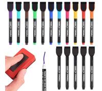 Pennarelli Lavagna Bianca Cancellabile, Pennarelli Colorati per Lavagna Bianca, Whiteboard Marker- Cancellabili- Kit di 16 Pennarelli con Magnete e Borraccia, Pennarello Lavagna Cancellabili