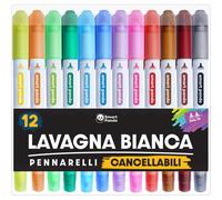 Pennarelli Lavagna Bianca Doppia Punta Media e Fine Cancellabili Subito Asciutti