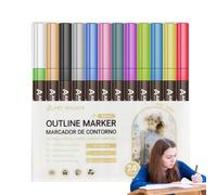 Pennarelli luccicanti | 8 colori/12 colori/24 colori per contorni, penne glitterate, penne per ceramica, vetro, appunti, scrittura, lettere, poster, artigianato, album di ritagli