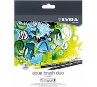 Lyra Aqua Brush Duo Pacco di 36 marcatori a doppio tip - Strokes 2 e 4 mm - Inchiostro a base d'acqua - Colori circondati
