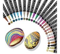 Pennarelli metallizzati, 24 colori acrilici per pietre, impermeabili, metallizzati, per album fotografici, libri degli ospiti, accessori per scrapbook, carta nera, porcellana, vetro, tela, ceramica