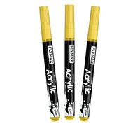 Pennarelli Paint Marker Giallo 0,7 mm - Pennarelli Permanenti Giallo Acrilici Marker Permanent Pen Acrylic, Punta fine, Indelebili, Asciugatura rapida (confezione da 3)
