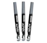 Pennarelli Paint Marker Grigio 0,7 mm - Pennarelli Permanenti Grigio Acrilici Marker Permanent Pen Acrylic, Punta fine, Indelebili, Asciugatura rapida (confezione da 3)