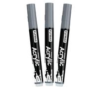 Pennarelli Paint Marker Grigio 2,5 mm - Pennarelli Permanenti Grigio Acrilici Marker Permanent Pen Acrylic, Media, Indelebili, Asciugatura rapida (confezione da 3)