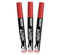 Pennarelli Paint Marker Rosso 2,5 mm - Pennarelli Permanenti Rosso Acrilici Marker Permanent Pen Acrylic, Media, Indelebili, Asciugatura rapida (confezione da 3)