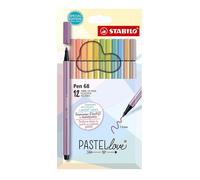 PENNARELLI PEN 68 COLORI PASTELLO LOVE- STABILO CONF. 12 PZ