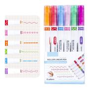 Pennarelli - Penne curve a doppia punta, set di 6 forme, strumenti di progettazione per scrapbooking, strumento di scrittura multiuso | Penne per tenere appunti, disegni, cancelleria creativa, hobby