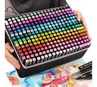 Pennarelli per artisti da 100, 120, 168 colori, set artistico da 48, 60, 80 pezzi per bambini con custodia, kit di forniture artistiche e artigianali per disegno e pittura, set di colori con pennarell