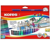 Kores - Korellos: 24 Pennarelli Colorati per Bambini e Adulti a Punta Fine, Lavabili e di Lunga Durata, Articoli per la Scuola, Set da 24 Colori Assortiti