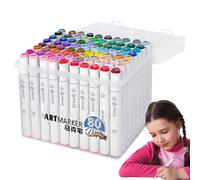 Pennarelli per Colorare, 80 Colori per Artisti, Penna a Doppia Punta con Asciugatura Rapida per Scrapbooking Diario Scuola Casa Arte Bambini e Adulti
