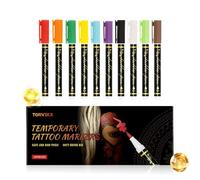 Pennarelli per il corpo, 10 colori, ipoallergenici per il trucco, per il viso, pennarelli effimeri creativi, per adolescenti, adulti, feste, compleanni, cosplay, festival, ruolo, raduno