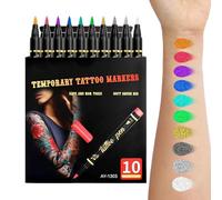 Pennarelli per il corpo | Kit di pittura per il viso lavabile con stencil | Pennarello cosmetico per la pelle del corpo con paillettes | Cosplay per giovani donne e uomini festa di compleanno