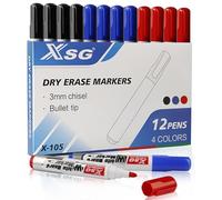 Pennarelli per lavagna bianca, pennarelli cancellabili a secco, 3 colori, articoli per la scuola per casa, ufficio, scuola, punta a proiettile, basso odore, confezione da 12