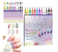 Pennarelli per nail art per unghie in gel, 12 colori, set di penne per nail art fai da te, penne per smalto 3D, per disegno artistico, punteggiatura, strumenti per manicure