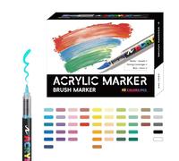 Pennarelli per pittura acrilica - Pennelli morbidi a punta a pennello, pennarelli permanenti asciutti rapidi | Forniture per artigianato impermeabile per colorazione, ceramica, pietra, roccia, tela,