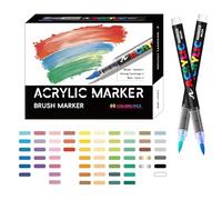 Pennarelli per pittura acrilica | Set di pennelli acrilici con punta a pennello - Set di materiali artistici resistenti sbiadimento per ceramica, pietra, vetro, legno e tela