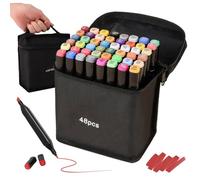 Pennarelli per pittura, set di 48 pennarelli per graffiti Penne per acquerello a pigmenti idrofili a punta doppia Vernice ad asciugatura rapida per disegno, schizzi, scarabocchi, colorazione e arte p