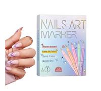 Pennarelli per smalto, 12 colori, strumento per manicure, asciugatura rapida, 05 mm, impermeabile, per donne e ragazze, per dipingere, disegnare e disegnare le unghie, per casa e salone