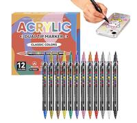 Pennarelli per smalto per unghie - doppie punte di lunga durata - 12 colori | Set di 12 colori per per ragazze, per casa, Natale, compleanno, disegno, pittura e