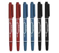 Pennarelli per tatuaggi per pelle 6 pezzi - 5.4 Penna all'henné a doppia testa con pennarelli per pelle portatili a punta spessa e fine Rosso Nero Blu