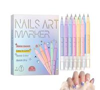Pennarelli per unghie - 12 colori ad asciugatura rapida, strumento per manicure, 0,5 mm, resistente all'acqua, per donne e ragazze, per disegnare le unghie, per la casa, il salone