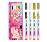 Pennarelli per Unghie,Set di Strumenti per Unghie Portatili e a Lunga Durata 4 Pezzi | Per Disegno Pittura Puntinatura e Delineatore,Decorare Linee Casa e Salon per Manicure Fai Da Te